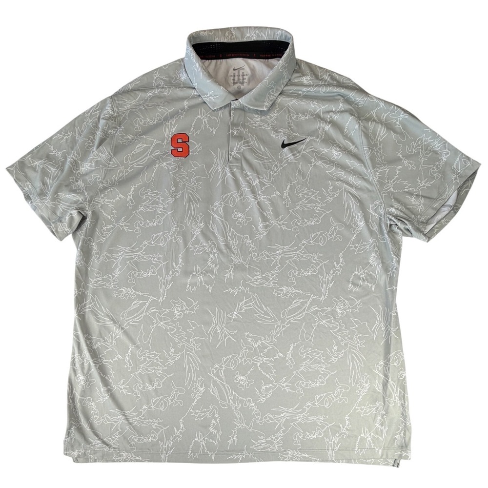 Nike Tiger Woods Syracuse Orange Dri-FIT ADV Golf Polo Shirt Mens XXL Grey - Picture 2 of 6
